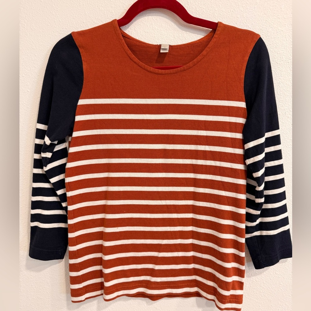 J. Crew Orange and White Striped Top
